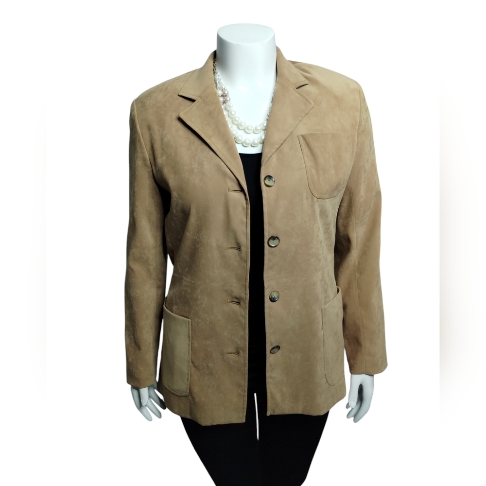 Vintage Women's Stonebridge Retro Tan Blazer size 6 Career Academia Casual Colli